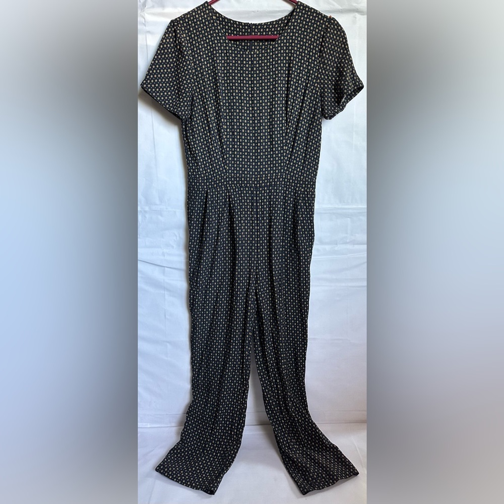 Anthropologie Mo:Vint Ditsy Floral Jumpsuit Black Size Small